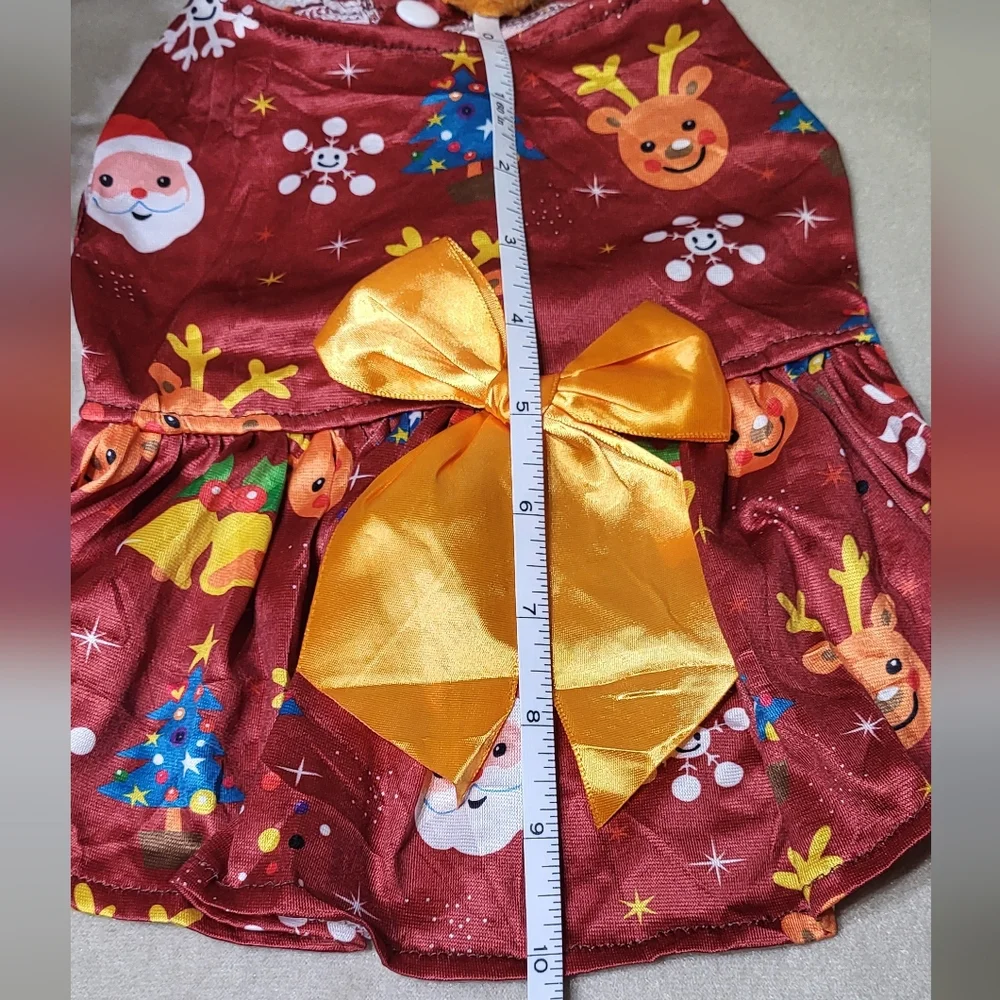 Red Christmas Theme Dog/Pet Dress Costume w/ A Bow Size Medium- NWOT